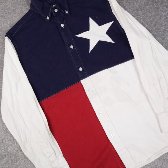VTG Wrangler Texas Lone Star Flag Medium Multicolor Long Sleeve Collared Shirt - Picture 7 of 11